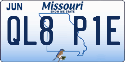 MO license plate QL8P1E
