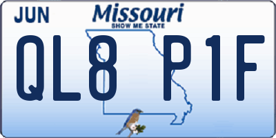 MO license plate QL8P1F
