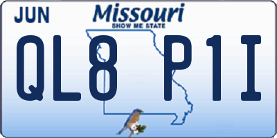 MO license plate QL8P1I