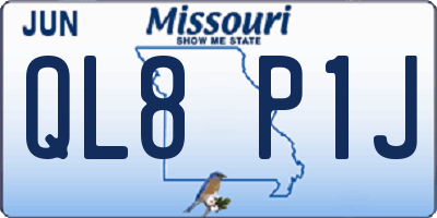 MO license plate QL8P1J