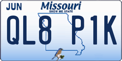 MO license plate QL8P1K