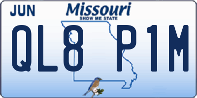 MO license plate QL8P1M