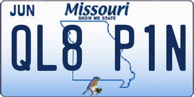 MO license plate QL8P1N