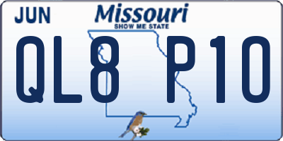 MO license plate QL8P1O