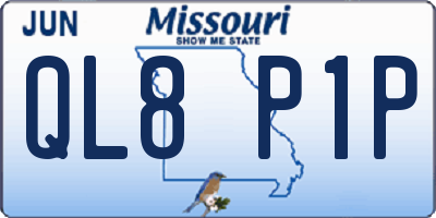 MO license plate QL8P1P