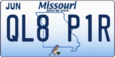 MO license plate QL8P1R
