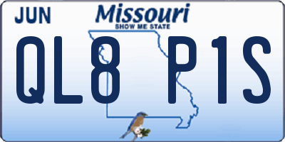 MO license plate QL8P1S