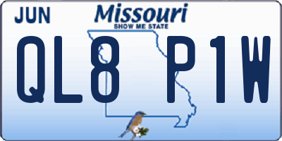 MO license plate QL8P1W