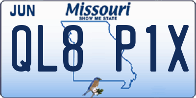 MO license plate QL8P1X