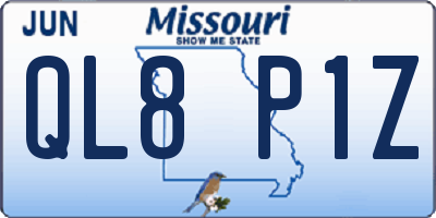 MO license plate QL8P1Z