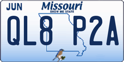 MO license plate QL8P2A
