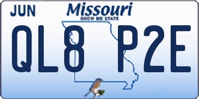MO license plate QL8P2E