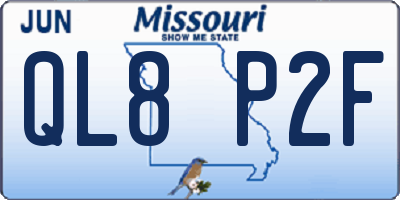 MO license plate QL8P2F