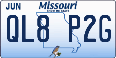 MO license plate QL8P2G