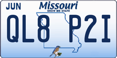 MO license plate QL8P2I
