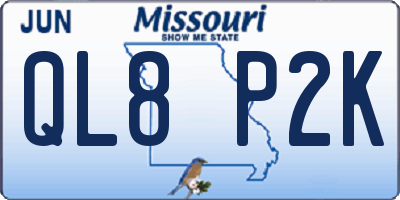 MO license plate QL8P2K