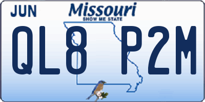 MO license plate QL8P2M