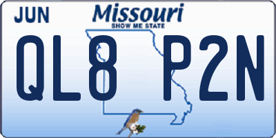 MO license plate QL8P2N