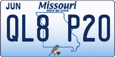 MO license plate QL8P2O
