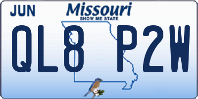 MO license plate QL8P2W