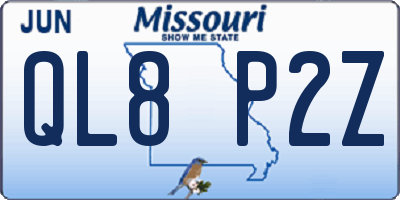 MO license plate QL8P2Z
