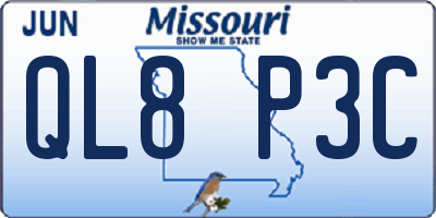 MO license plate QL8P3C