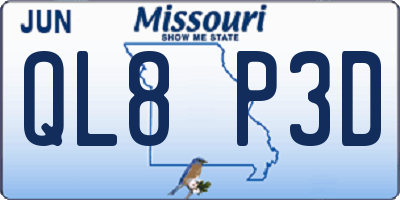 MO license plate QL8P3D