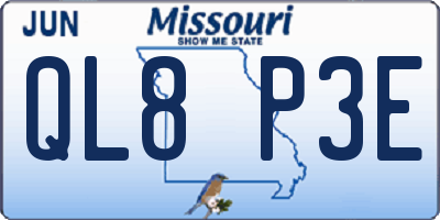 MO license plate QL8P3E