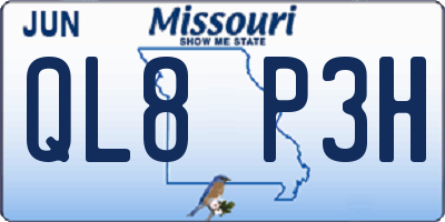 MO license plate QL8P3H