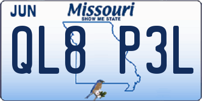 MO license plate QL8P3L