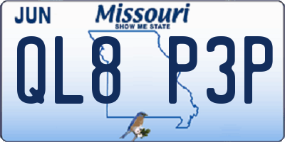 MO license plate QL8P3P