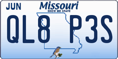 MO license plate QL8P3S