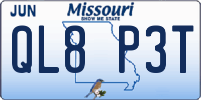 MO license plate QL8P3T