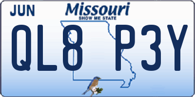 MO license plate QL8P3Y