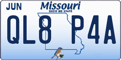MO license plate QL8P4A