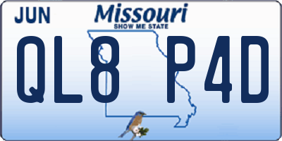 MO license plate QL8P4D