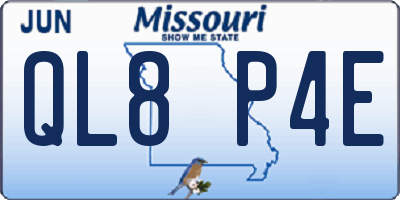MO license plate QL8P4E