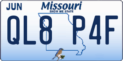 MO license plate QL8P4F
