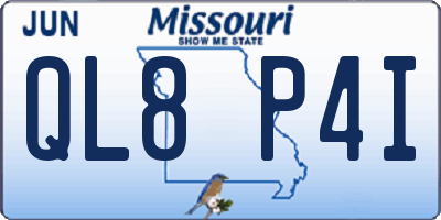 MO license plate QL8P4I