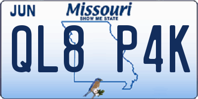 MO license plate QL8P4K