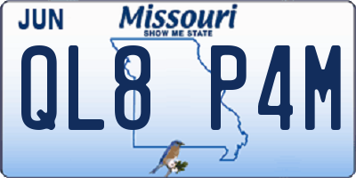 MO license plate QL8P4M