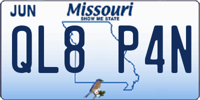 MO license plate QL8P4N