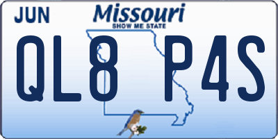 MO license plate QL8P4S