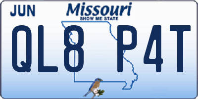 MO license plate QL8P4T
