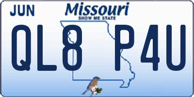 MO license plate QL8P4U