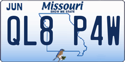 MO license plate QL8P4W