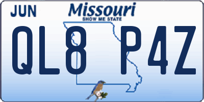 MO license plate QL8P4Z