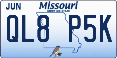 MO license plate QL8P5K