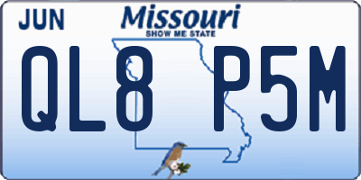 MO license plate QL8P5M