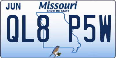 MO license plate QL8P5W
